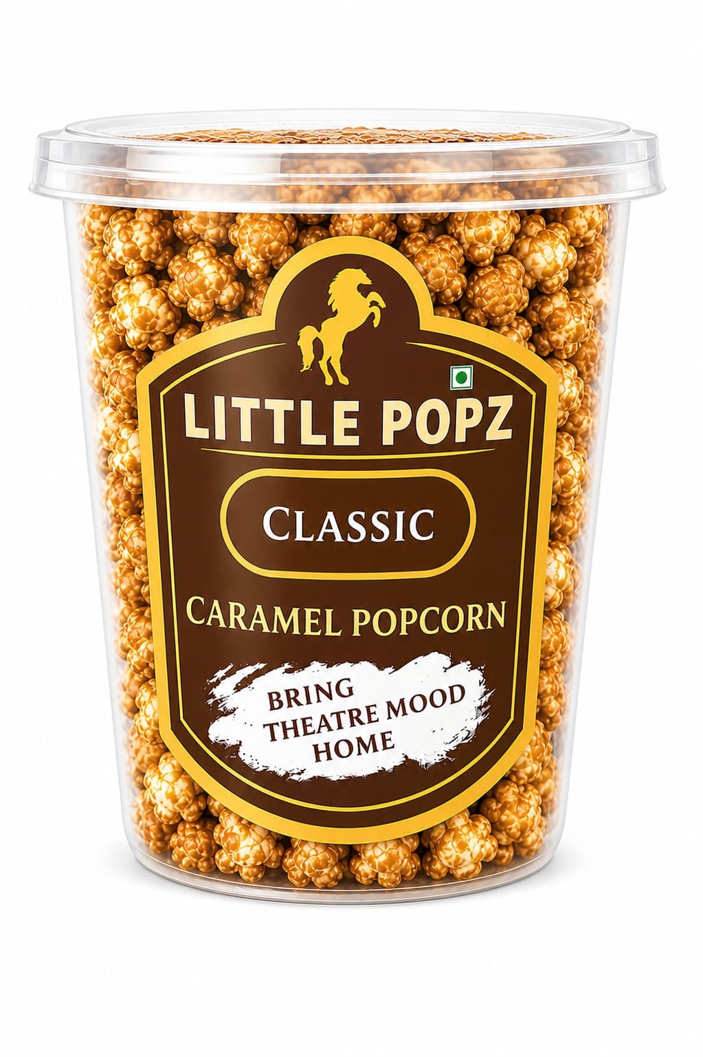 Little Popz Classic Caramel Popcorn 70g pack with crunchy caramel-coated mushroom popcorn
